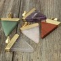 Gold Plated Triangle Natural Stone Quartz Pendant-3