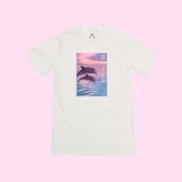 VAPORWAVE SUMMER DOLPHINS TEE ( 2 COLORS ) - Thumbnail 1