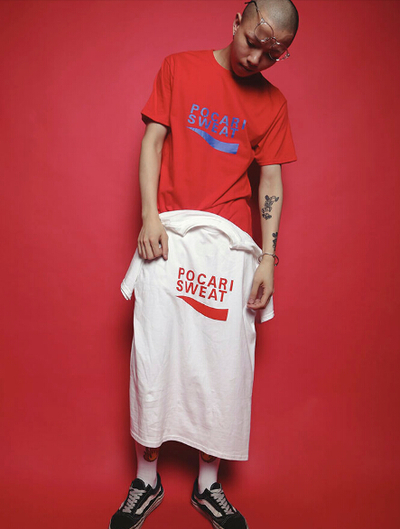 FREE SHIPPING-POCARI SWEAT IN RED TSHIRT
