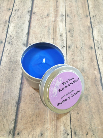 Homemade Candles, Blueberry Cobbler Scented Soy Candles, 4 Oz Candle Tins, Hand Poured Soy Candles, Natural Soy Candles, Vegan Candles