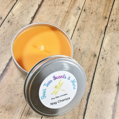 Nag champa scented soy candles, homemade candles, meditation candle, yoga candle, 8 oz candle tins, natural soy candles, vegan candles