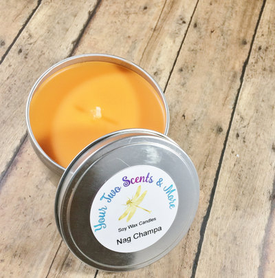 Nag Champa Scented Soy Candles, Homemade Candles, Meditation Candle, Yoga Candle, 8 Oz Candle Tins, Natural Soy Candles, Vegan Candles