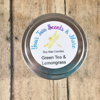 Natural Soy Candles, Soy Wax Candle, Vegan Candles, Eco Friendly Candle, Green Tea and Lemongrass Scented Soy Candle, 6 Oz Candle Tins - Thumbnail 2
