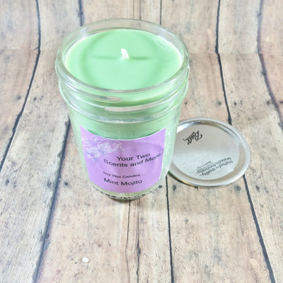 Mint mojito mason jar candle, 8 oz candle, scented soy candle, mint candle, soy wax candle, natural soy candle, vegan candle, eco friendly