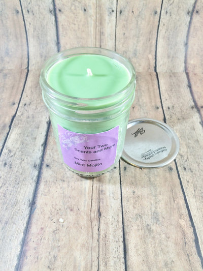 Mint Mojito Mason Jar Candle, 8 Oz Candle, Scented Soy Candle, Mint Candle, Soy Wax Candle, Natural Soy Candle, Vegan Candle, Eco Friendly