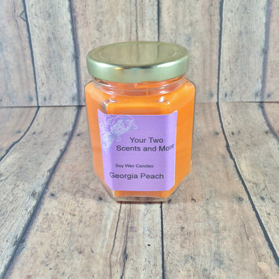 Soy wax candle, georgia peach scented soy candle, homemade candle, summer candle, natural soy candles, vegan candles, 6 oz jar candles