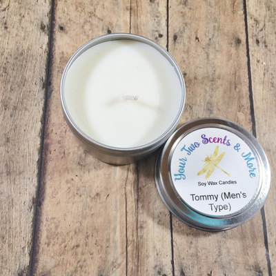 Tommy (men's type) scented soy candle, handmade candle, man canlde, soy wax candle, natural soy candle, vegan candle, 4 oz candle tin