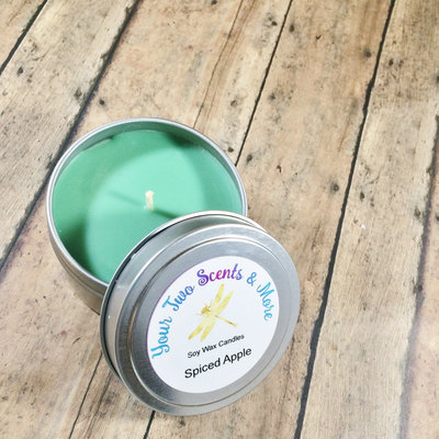 Spiced apple scented soy candle, handmade candle, soy wax candle, vegan candle, natural candle, eco friendly, fall candle, 6 oz candle tin
