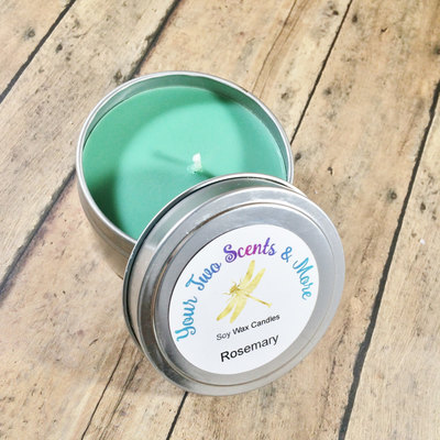 Rosemary scented soy candle, handmade candle, soy wax candle, natural soy candle, vegan candle, eco friendly candle, 6 oz candle tin