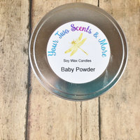 Baby Powder Vegan Candle, Soy Wax Candle, Natural Soy Candle, Eco Friendly Candle, Scented Soy Candle, Handmade Candle, 8 Oz Candle Tin - Thumbnail 1