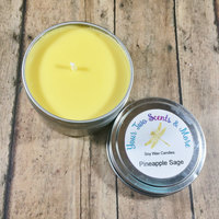 Pineapple Sage 6 Oz Travel Tin, Scented Soy Candle, Soy Wax Candle, Handmade Candle, Natural Soy Candle, Vegan Candle, Eco Friendly Candle - Thumbnail 1