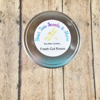 Fresh Cut Roses Soy Wax Candle, Scented Soy Candle, Handmade Candle, Natural Soy Candle, Vegan Candle, Eco Friendly Candle, 8 Oz Candle Tin - Thumbnail 2