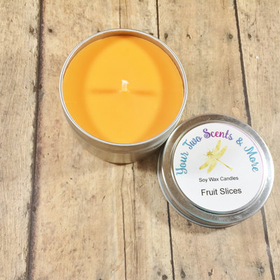 Fruit Slices Vegan Candle, Soy Wax Candle, Natural Soy Candle, Eco Friendly Candle, Scented Soy Candle, Handmade Candle, 4 Oz Candle Tin