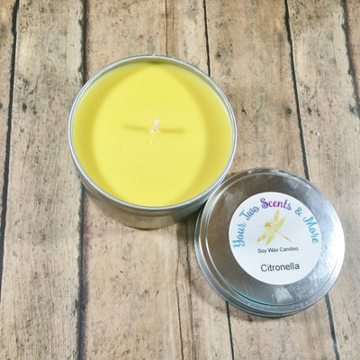 Citronella scented soy candle, handmade candle, bug repellant, soy wax candle, natural candle, vegan candle, outdoor candle, 8 oz candle tin