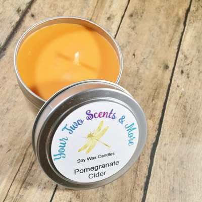 Pomegranate Cider 4 Oz Candle Tin, Scented Soy Candle, Soy Wax Candle, Natural Soy Candle, Vegan Candle, Eco Friendly Candle, Fall Candle