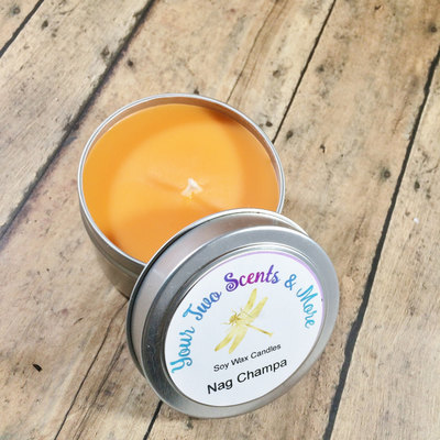 Nag Champa Natural Candle, Vegan Candle, Soy Wax Candle, Yoga Candle, Meditation Candle, Scented Soy Candle, 4 Oz Candle Tin