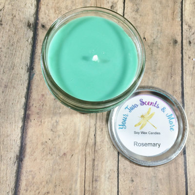 Rosemary 4 oz jar candle, scented soy candle, soy wax candle, natural soy candle, vegan candle, eco friendly candle, handmade candle