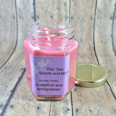 Grapefruit and mangosteen natural soy candles, soy wax candles, vegan candles, scented soy candles, handmade candles, 6 oz jar candles