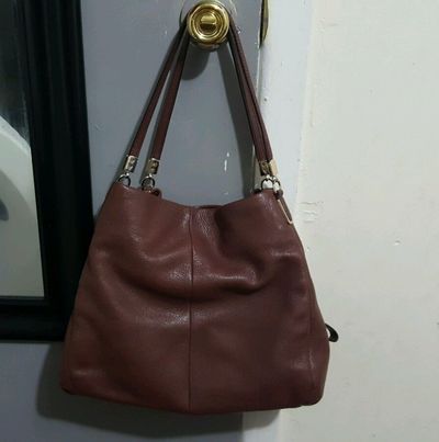 COACH Brown Pebbled Leather Madison Phoebe Shoulder Bag Purse F1376-26224 hobo