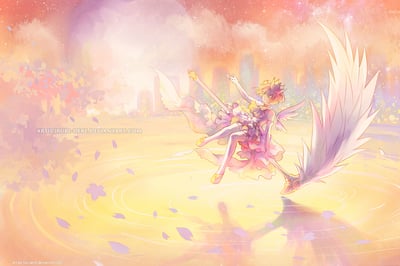 Cardcaptor sakura sakura kinomoto CCS cardcaptors yellow angle egg Fan art Anime Manga Poster12x18'' Glossy