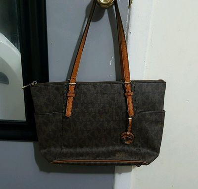 Michael Kors Riley Brown PVC Leather Large Satchel Shoulder Handbag