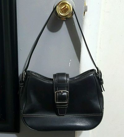 COACH BLACK LEATHER HOBO SHOULDER BAG PURSE 7584!!! Good Condition!!!