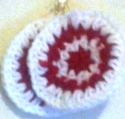 Crochet White and Red Earrings 