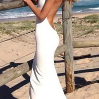 Sexy Backless Prom Dress Long Party Dress Simple Prom Dress - Thumbnail 1