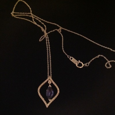 Sapphire & diamond white gold necklace
