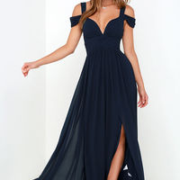 Off Shoulder Chiffon Prom Dress Graduation Party Dress - Thumbnail 1