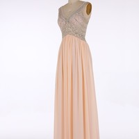 Prom Dress With Beading And Stones Deep V Neckline Evening Gown pst0860 - Thumbnail 2