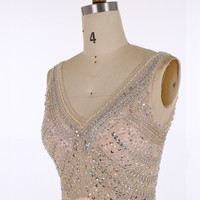 Prom Dress With Beading And Stones Deep V Neckline Evening Gown pst0860 - Thumbnail 3