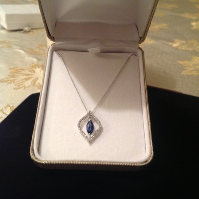 Sapphire & diamond white gold necklace