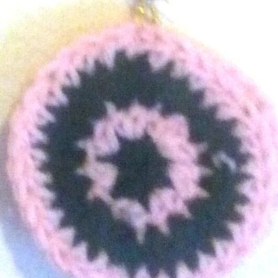 Pink and green crochet earrings