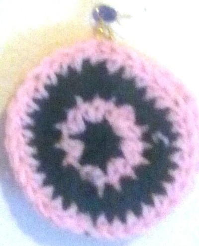 Pink and Green Crochet Earrings 