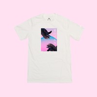 CYBER PASTEL DOLPHINS TEE ( 2 COLORS ) - Thumbnail 1