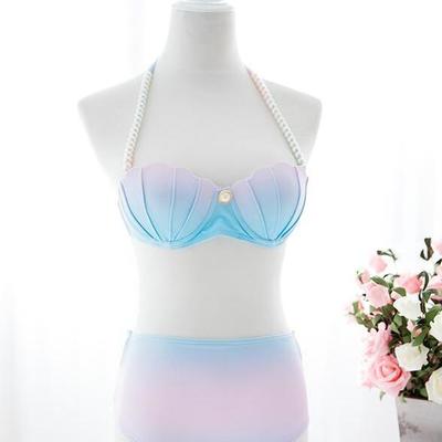 Gradient mermaid shells swimwear bikini