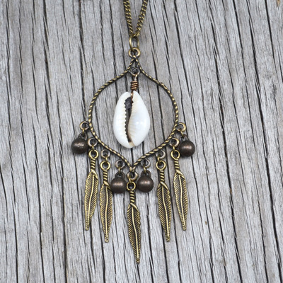 Cowrie shell necklace, gypsy necklace, summer necklace, long necklace,shell jewelry, long boho necklace - Thumbnail 2