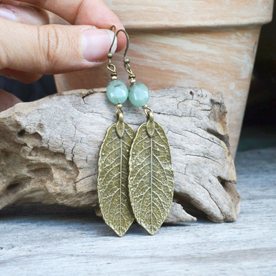 Witches sage, sage earrings, sage leaf earrings, earrings, long leaf earrings, nature lover, pagan jewelry - Thumbnail 4