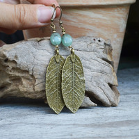 Witches Sage, Sage Earrings, Sage Leaf Earrings, Earrings, Long Leaf Earrings, Nature Lover, Pagan Jewelry - Thumbnail 2
