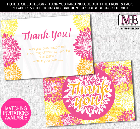 Pink Floral Thank You Cards