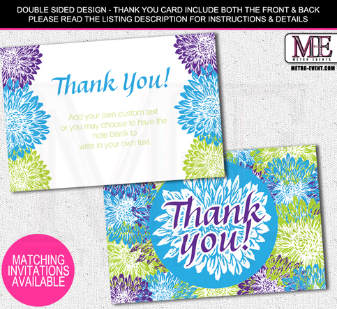 Blue Floral Thank You Cards