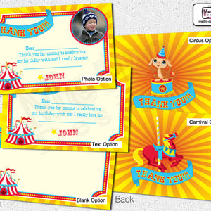 Vintage Circus or Carnival Thank You Card | Metro-Event.com