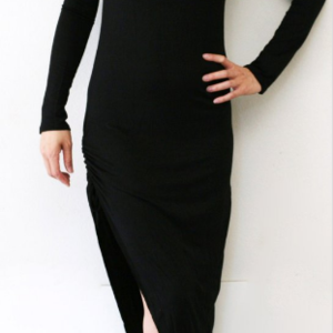 Diagonal Black Cut-Out Dress - Thumbnail 3