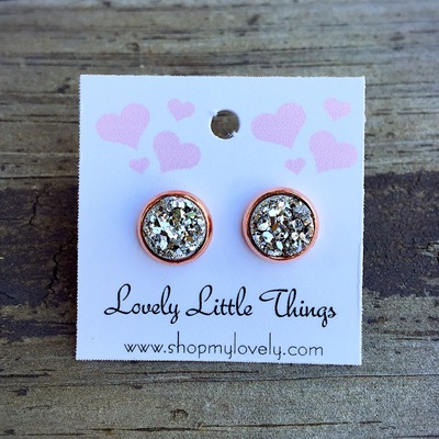 8mm silver studs with copper setting 