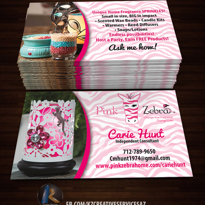 Pink zebra business cards style 1