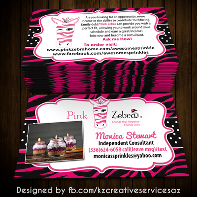 Pink zebra business cards style 3