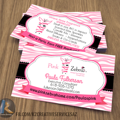 Pink zebra business cards style 4