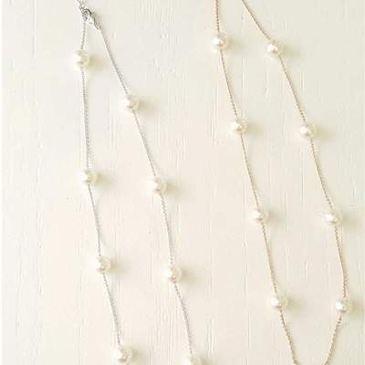 Pearl necklaces - 7 pearls on necklace - wedding - bridesmaid - pearl short necklace 