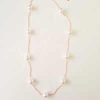 Pearl Necklaces - 7 Pearls on Necklace - Wedding - Bridesmaid - Pearl Short Necklace  - Thumbnail 1